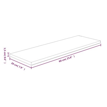 vidaXL Ράφι 60x20x1,5cm από Ακατέργαστο Μασίφ Ξύλο Δρυός 1 τεμ.