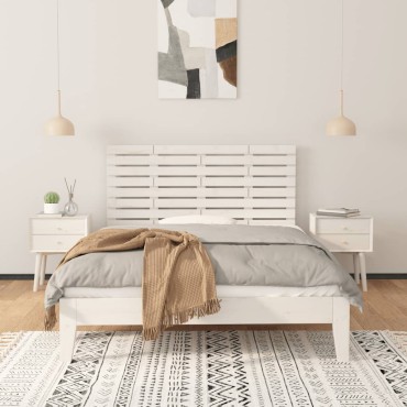 vidaXL Κεφαλάρι Τοίχου Λευκό 156x3x63cm από Μασίφ Ξύλο Πεύκου 1 τεμ.