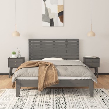 vidaXL Κεφαλάρι Τοίχου Γκρι 156x3x63cm από Μασίφ Ξύλο Πεύκου 1 τεμ.