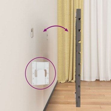 vidaXL Κεφαλάρι Τοίχου Γκρι 156x3x63cm από Μασίφ Ξύλο Πεύκου 1 τεμ.