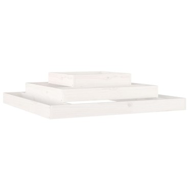 vidaXL Ζαρντινιέρα Λευκή 110 x 110 x 27 εκ. από Μασίφ Ξύλο Πεύκου