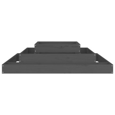 vidaXL Ζαρντινιέρα Γκρι 110 x 110 x 27 εκ. από Μασίφ Ξύλο Πεύκου