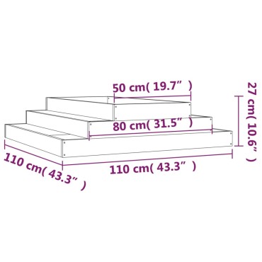 vidaXL Ζαρντινιέρα Καφέ Μελί 110 x 110 x 27 εκ. από Μασίφ Ξύλο Πεύκου