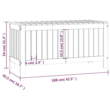 vidaXL Κουτί Αποθήκευσης Κήπου Γκρι 108x42,5x54cm Μασίφ Ξύλο Πεύκου 1 τεμ.