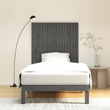 vidaXL Κεφαλάρι Τοίχου Γκρι 108x3x110cm από Μασίφ Ξύλο Πεύκου 1 τεμ.