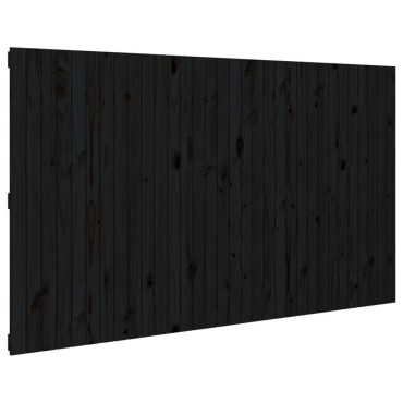 vidaXL Κεφαλάρι Τοίχου Μαύρο 204x3x110cm από Μασίφ Ξύλο Πεύκου 1 τεμ.