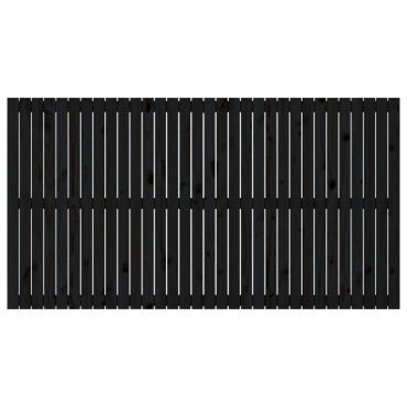 vidaXL Κεφαλάρι Τοίχου Μαύρο 204x3x110cm από Μασίφ Ξύλο Πεύκου 1 τεμ.