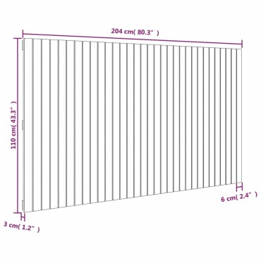 vidaXL Κεφαλάρι Τοίχου Μαύρο 204x3x110cm από Μασίφ Ξύλο Πεύκου 1 τεμ.