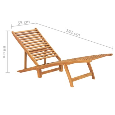vidaXL Ξαπλώστρα από Μασίφ Ξύλο Teak 55x161x69cm 1 τεμ.