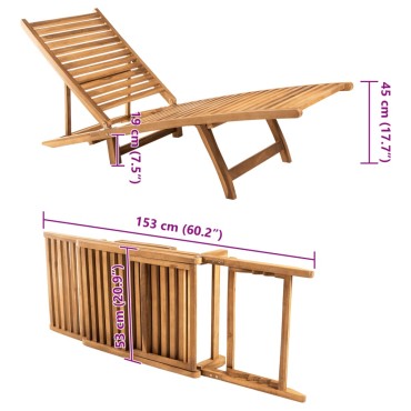 vidaXL Ξαπλώστρα από Μασίφ Ξύλο Teak 55x161x69cm 1 τεμ.