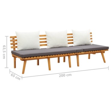 vidaXL Καναπές Κρεβάτι Κήπου 200x 65cm από Μασίφ Ξύλο Ακακίας 1 τεμ. Γωνιακός