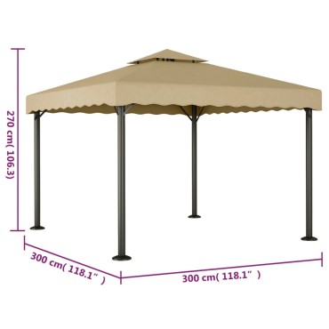 vidaXL Κιόσκι Taupe 3 x 3 μ. από Αλουμίνιο και Ατσάλι