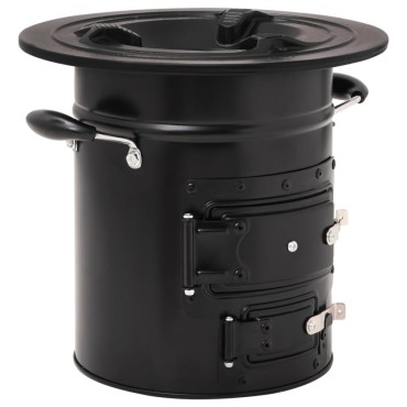 vidaXL Ξυλόσομπα Για Κάμπινγκ Μαύρη 50 x 33,5 x 30,5 εκ. από Ατσάλι