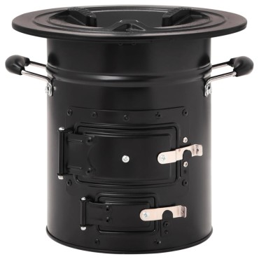 vidaXL Ξυλόσομπα Για Κάμπινγκ Μαύρη 50 x 33,5 x 30,5 εκ. από Ατσάλι