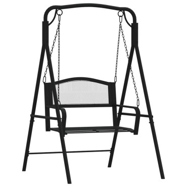 vidaXL Κουνιστό Παγκάκι Μαύρο από Ατσάλι 124x117x168cm 1 τεμ.