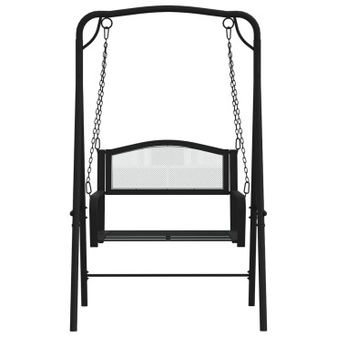 vidaXL Κουνιστό Παγκάκι Μαύρο από Ατσάλι 124x117x168cm 1 τεμ.