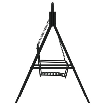 vidaXL Κουνιστό Παγκάκι Μαύρο από Ατσάλι 124x117x168cm 1 τεμ.
