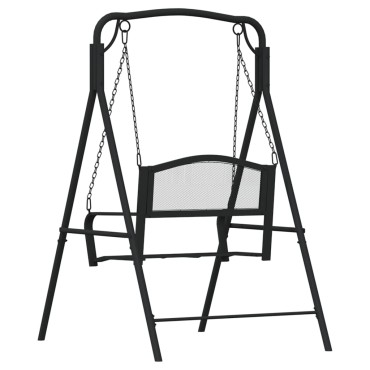 vidaXL Κουνιστό Παγκάκι Μαύρο από Ατσάλι 124x117x168cm 1 τεμ.