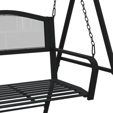 vidaXL Κουνιστό Παγκάκι Μαύρο από Ατσάλι 124x117x168cm 1 τεμ.