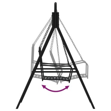 vidaXL Κουνιστό Παγκάκι Μαύρο από Ατσάλι 124x117x168cm 1 τεμ.