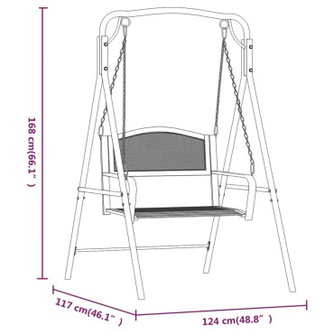 vidaXL Κουνιστό Παγκάκι Μαύρο από Ατσάλι 124x117x168cm 1 τεμ.