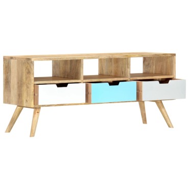 vidaXL Έπιπλο Τηλεόρασης 110x35x48cm από Μασίφ Ξύλο Μάνγκο