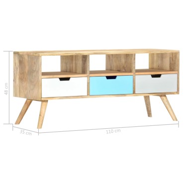 vidaXL Έπιπλο Τηλεόρασης 110x35x48cm από Μασίφ Ξύλο Μάνγκο