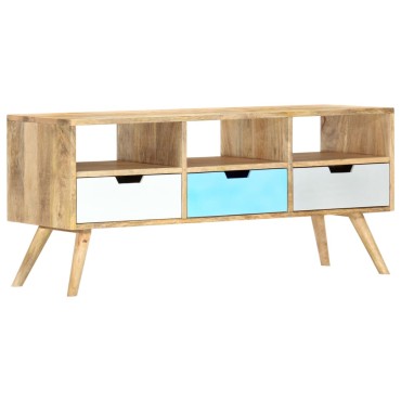 vidaXL Έπιπλο Τηλεόρασης 110x35x48cm από Μασίφ Ξύλο Μάνγκο