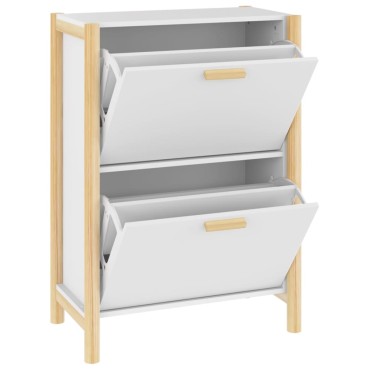 vidaXL Παπουτσοθήκη Λευκή 57,5x33x80cm από Επεξεργασμένο Ξύλο