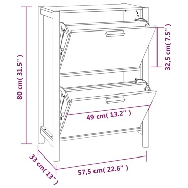 vidaXL Παπουτσοθήκη Λευκή 57,5x33x80cm από Επεξεργασμένο Ξύλο