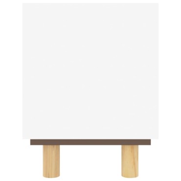 vidaXL Έπιπλο Τηλεόρασης Λευκό 105x30x40cm Μασίφ Πεύκο & Φυσικό Ρατάν