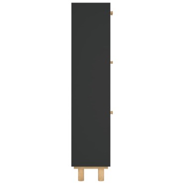 vidaXL Παπουτσοθήκη Μαύρη 52x25x115cm Επεξεργασμένο Ξύλο&Φυσικό Ρατάν