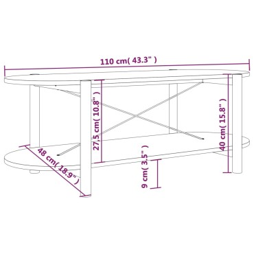 vidaXL Τραπεζάκι Σαλονιού Λευκό 110x48x40cm Επεξεργασμένο Ξύλο 1 τεμ.