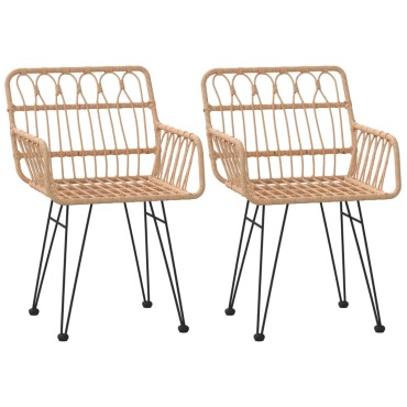 vidaXL Καρέκλες Κήπου 2 τεμ. 56x64x80cm Ρατάν Πολυαιθυλενίου