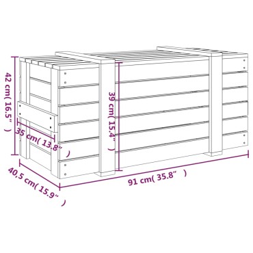 vidaXL Κουτί Αποθήκευσης Καφέ Μελί 91x40,5x42 εκ. Μασίφ Ξύλο Πεύκου