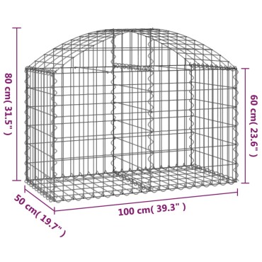 vidaXL Συρματοκιβώτιο Τοξωτό 100x50x60/80εκ. από Γαλβανισμένο Χάλυβα
