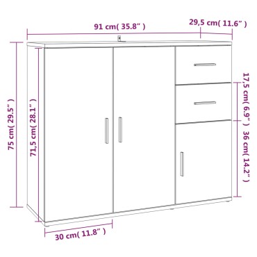 vidaXL Ντουλάπι Μαύρο 91x29,5x75cm από Επεξεργασμένο Ξύλο 1 τεμ.