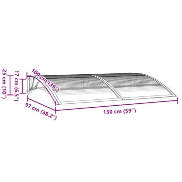 vidaXL Στέγαστρο Πόρτας Γκρι 150 x 100 εκ. από Πολυκαρβονικό