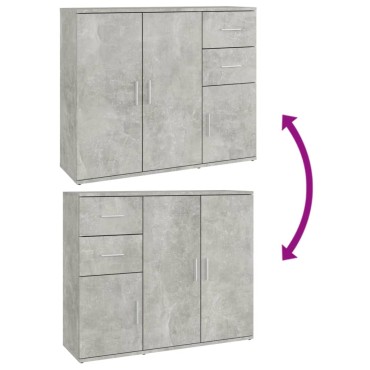 vidaXL Ντουλάπι Γκρι Σκυροδέματος 91x29,5x75cm Επεξεργασμένο Ξύλο 1 τεμ.