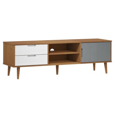 vidaXL Έπιπλο Τηλεόρασης MOLDE Καφέ 158x40x49cm Μασίφ Ξύλο Πεύκου