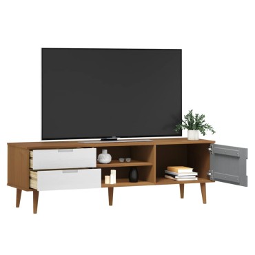 vidaXL Έπιπλο Τηλεόρασης MOLDE Καφέ 158x40x49cm Μασίφ Ξύλο Πεύκου
