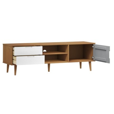 vidaXL Έπιπλο Τηλεόρασης MOLDE Καφέ 158x40x49cm Μασίφ Ξύλο Πεύκου