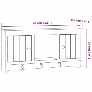 vidaXL Κλειδοθήκη Λευκή 40x8,5x20cm από Επεξεργασμένο Ξύλο & Ατσάλι 1 τεμ.
