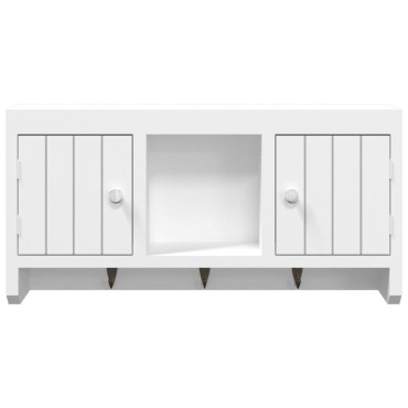 vidaXL Κλειδοθήκη Λευκή 40x8,5x20cm από Επεξεργασμένο Ξύλο & Ατσάλι 1 τεμ.