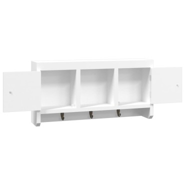 vidaXL Κλειδοθήκη Λευκή 40x8,5x20cm από Επεξεργασμένο Ξύλο & Ατσάλι 1 τεμ.