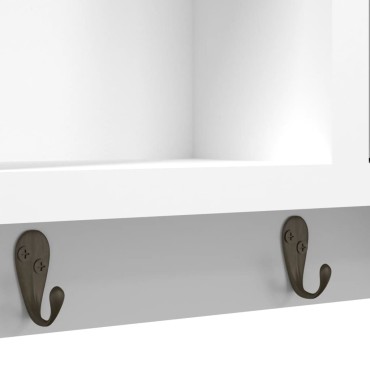 vidaXL Κλειδοθήκη Λευκή 40x8,5x20cm από Επεξεργασμένο Ξύλο & Ατσάλι 1 τεμ.