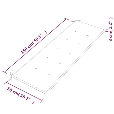 vidaXL Παγκάκι Batavia από Μασίφ Ξύλο Teak με Taupe Μαξιλάρι 150x50x4cm 1 τεμ.