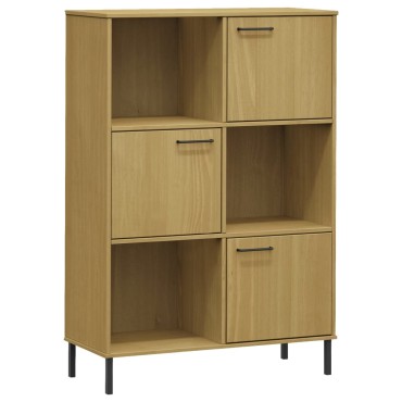 vidaXL Βιβλιοθήκη OSLO Καφέ 90x35x128,5cm Μασίφ Ξύλο με Μετ. Πόδια 1 τεμ.