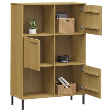vidaXL Βιβλιοθήκη OSLO Καφέ 90x35x128,5cm Μασίφ Ξύλο με Μετ. Πόδια 1 τεμ.