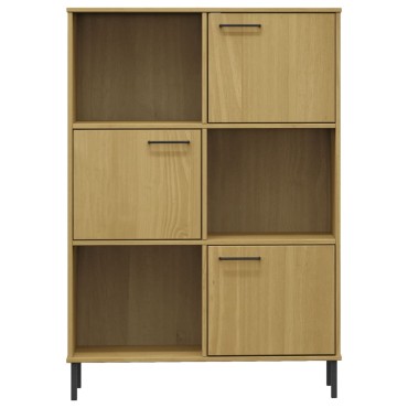vidaXL Βιβλιοθήκη OSLO Καφέ 90x35x128,5cm Μασίφ Ξύλο με Μετ. Πόδια 1 τεμ.